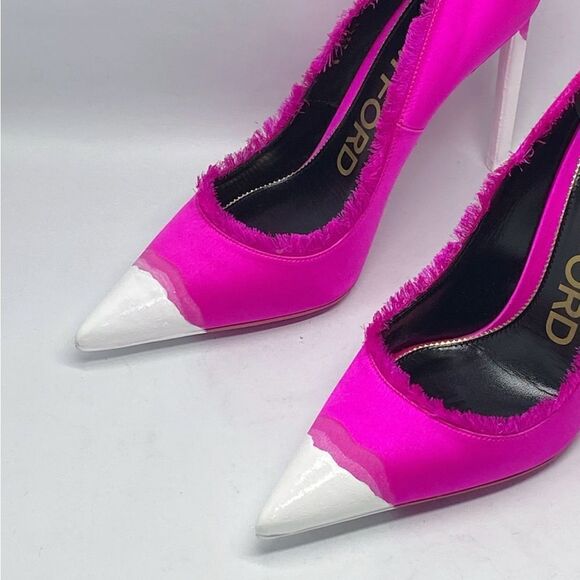 Tom Ford Frayed Dégradé Satin Pumps Pink size 38 - Picture 12 of 16